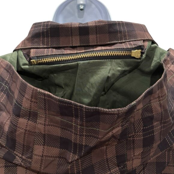 FELLER Seattle Raincoat Brown Plaid Hooded Jacket Women’s L – Rare Print - Picture 7 of 11